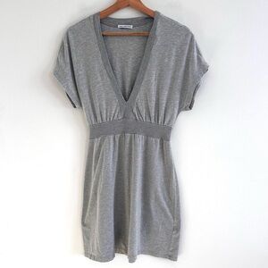Standard James Perse Gray V-Neck mini casual cotton knit Dress size Large